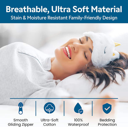 Guardmax Jersey Knitted Pillow Protector with Zipper Standard Size - 4 Pack -100% Waterproof, Bed Bug Proof, Dust Mite Proof, & Hypoallergenic Pillow Covers - Premium Zippered Pillow Cases. (20 X 26)