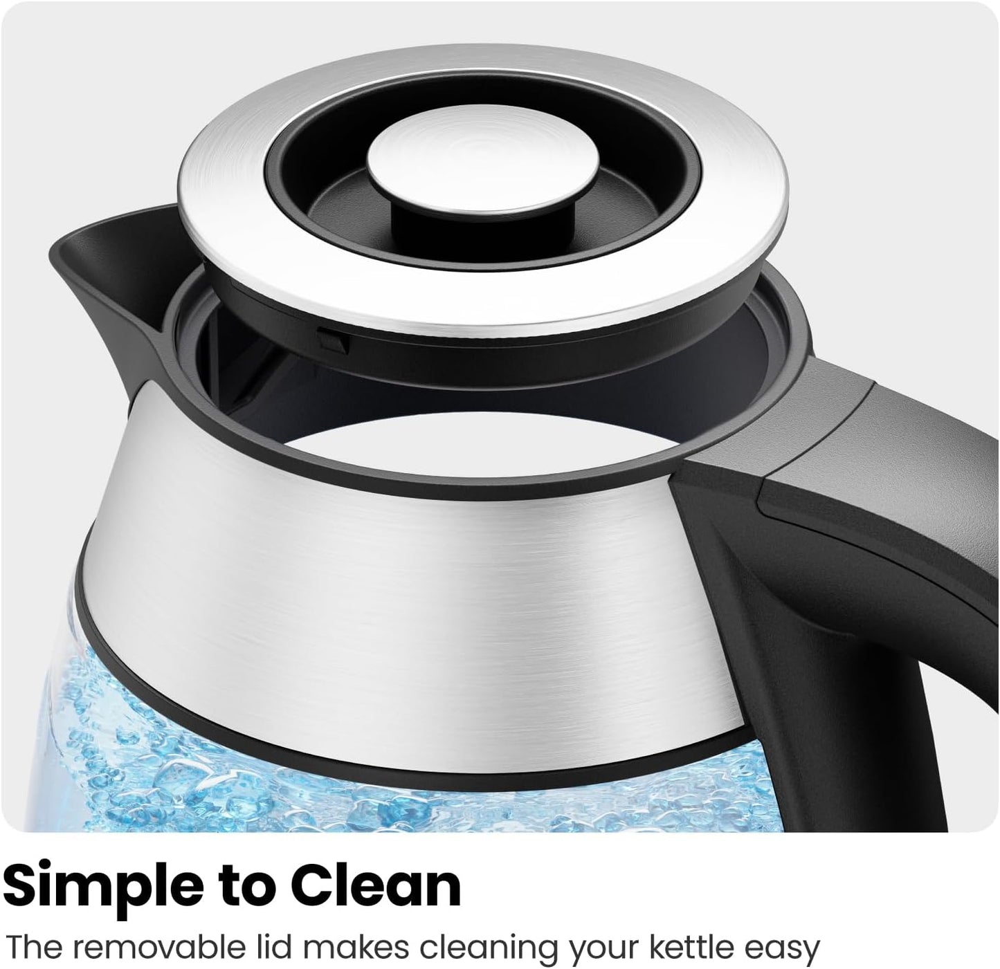Chefman Electric Kettle with Temperature Control, 5 Presets LED Indicator Lights, Removable Tea Infuser, Glass Tea Kettle & Hot Water Boiler, 360° Swivel Base, BPA Free, Stainless Steel, 1.8 Liters