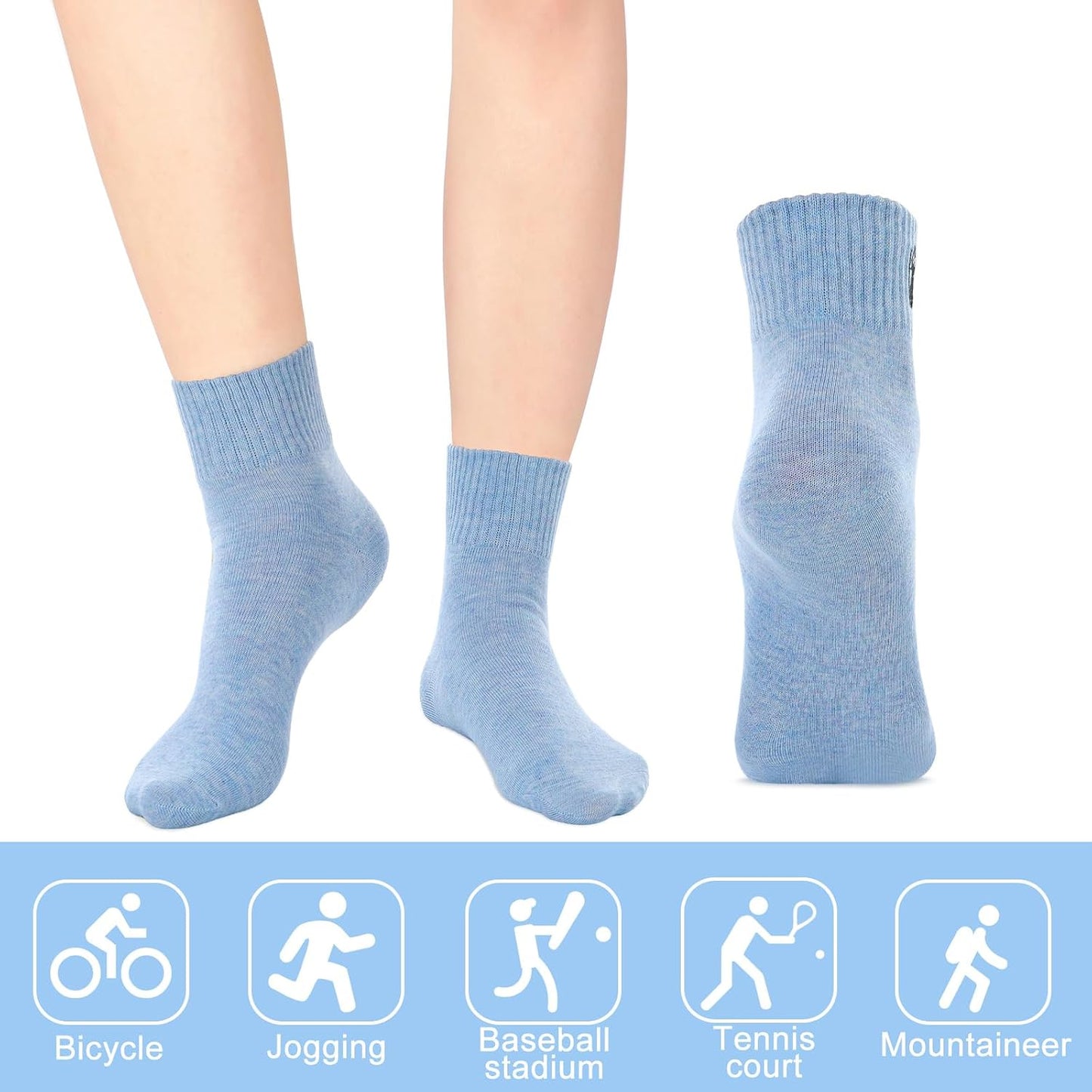 Eurzom 10 Pairs Socks Womens Crew Elastic Ankle Length Cotton Socks Aesthetic Cute Lightweight Low Cut Gifts for Women - Colors B