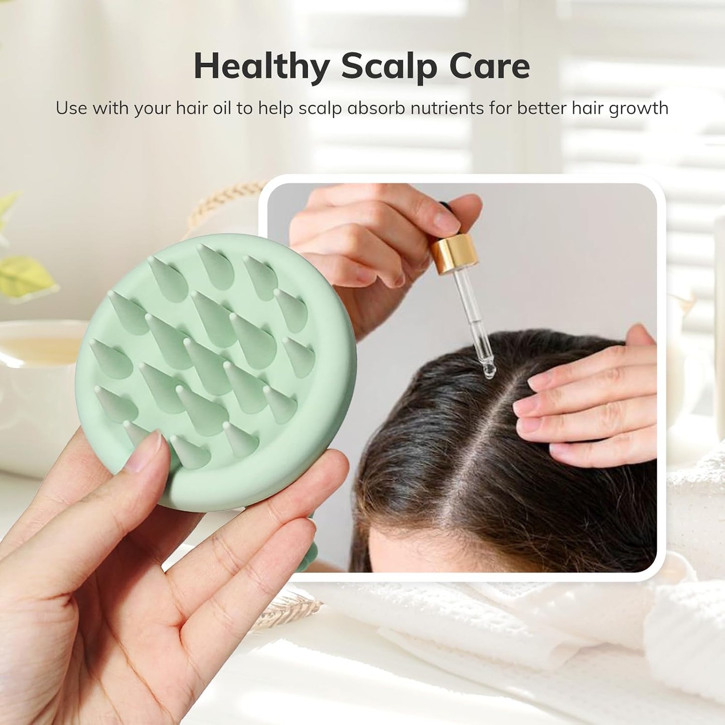 Sndyi Silicone Scalp Massager Shampoo Brush, Hair Scrubber with Soft Silicone Bristles, Scalp Scrubber/Exfoliator for Dandruff Removal, Wet Dry Scalp Brush for Hair Growth & Scalp Care, Oatmeal
