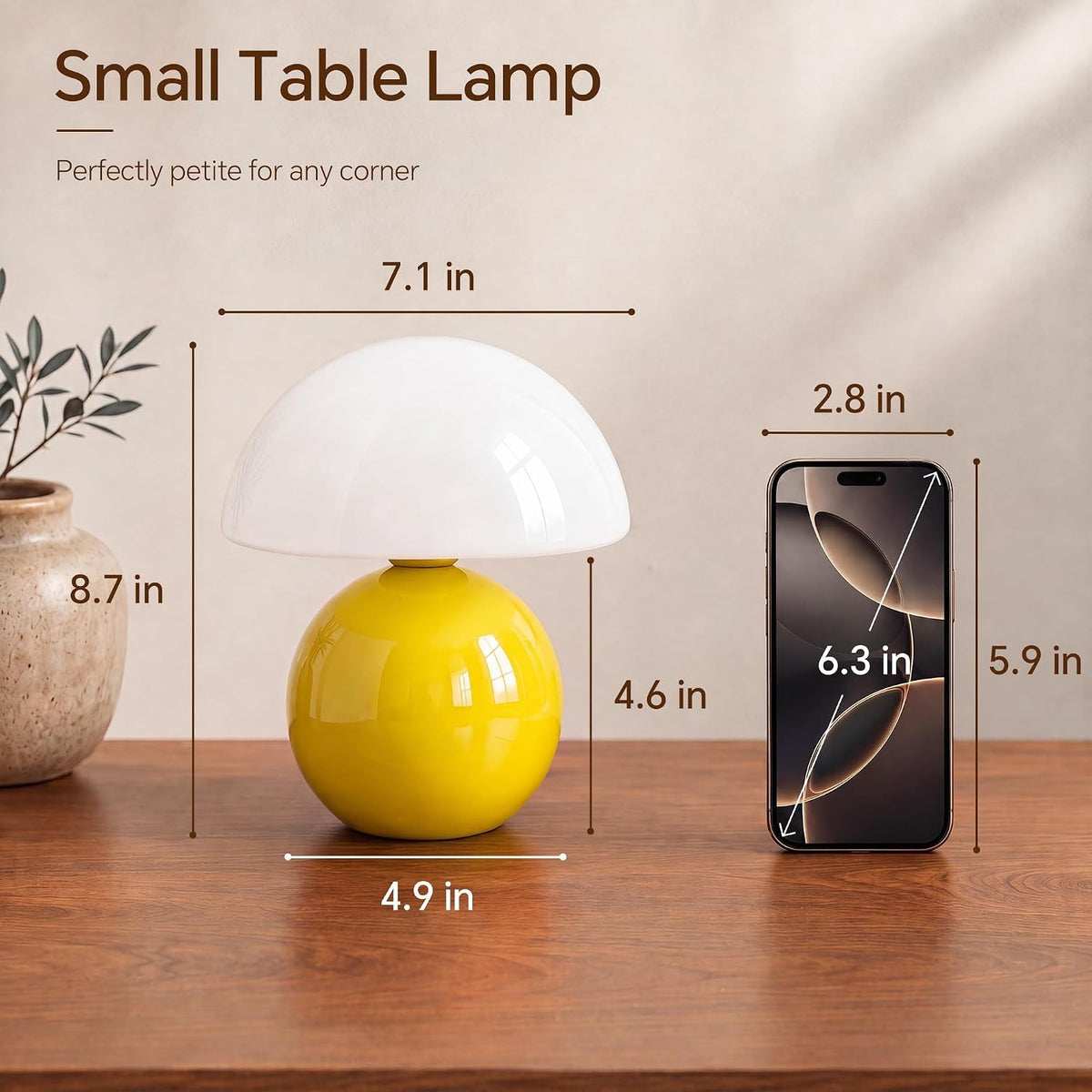 Dawnwake Mushroom Lamp Table Lamp for Bedroom-Small Desk Table Lamps,White