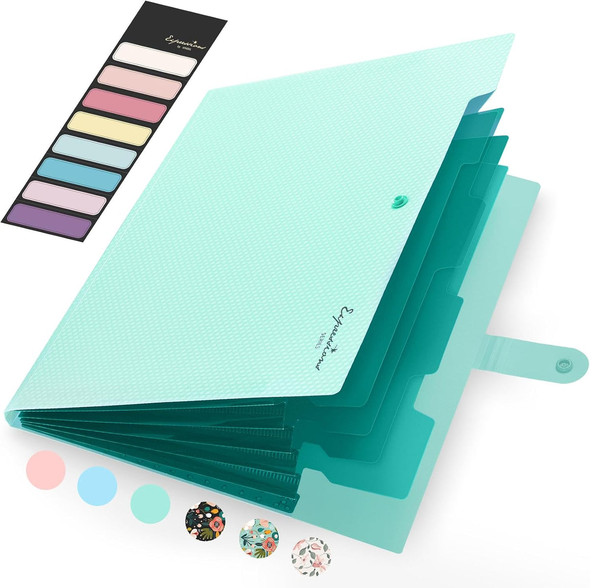 Sooez Accordion File Organizer 8 Pocket, Expanding File Folder with Labels
