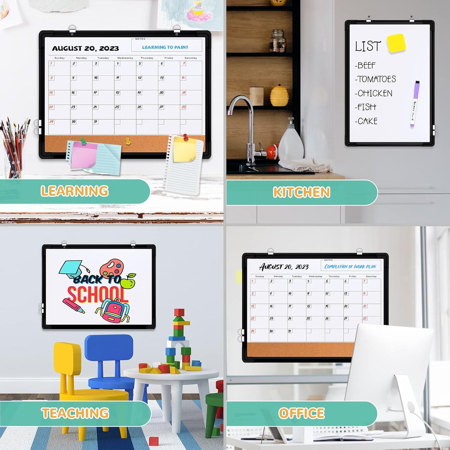 Weekly Calendar Whiteboard for Wall, 16x12 Inches Dry Erase Board, Small Magnetic White Board, Double-Sided Hanging Board for Office School Home Kitchen, Portable Board for Drawing Planning To Do List