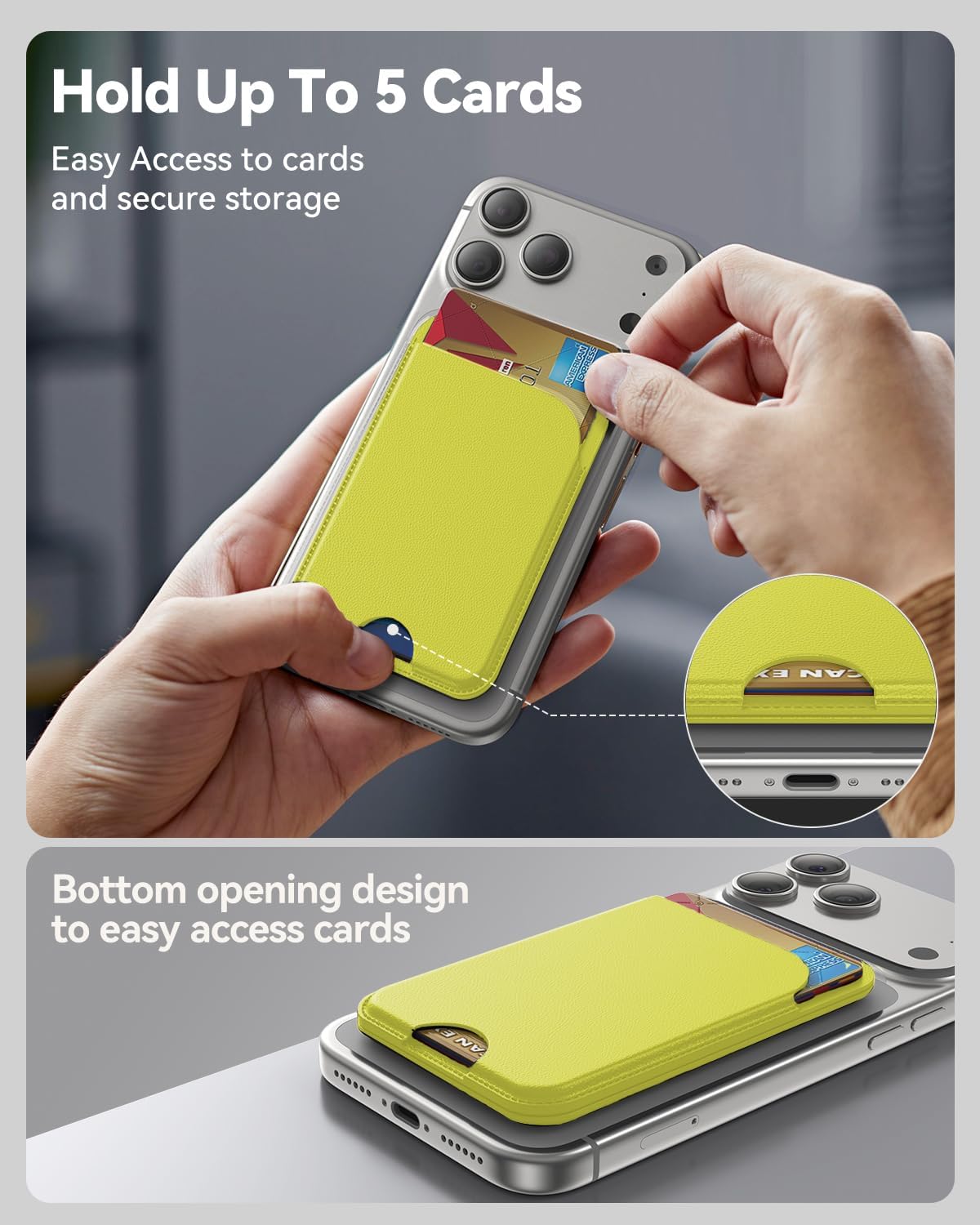 TWZKG for MagSafe Wallet, Works with Apple Find My,5 Card Holder with Stand