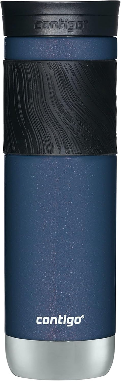 Contigo SNAPSEAL Insulated Stainless Steel Travel Mug with Grip 20oz. Blue Corn Transparent Satin & Midnight Berry