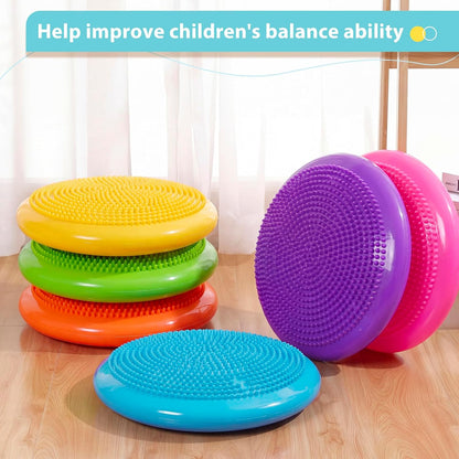 Amylove 6 Pcs Wiggle Seat Inflated Wobble Cushion for Sensory Kid 13 Inch Balance Disc Kids Flexible Seating Exercise Sensory Pad Chair Cushion for Classroom Office School (Bright)