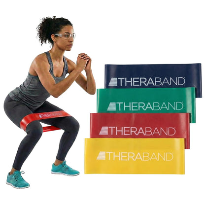 THERABAND Resistance Band Loop Set of 3, Exercise, 12", Black/Silver/Gold