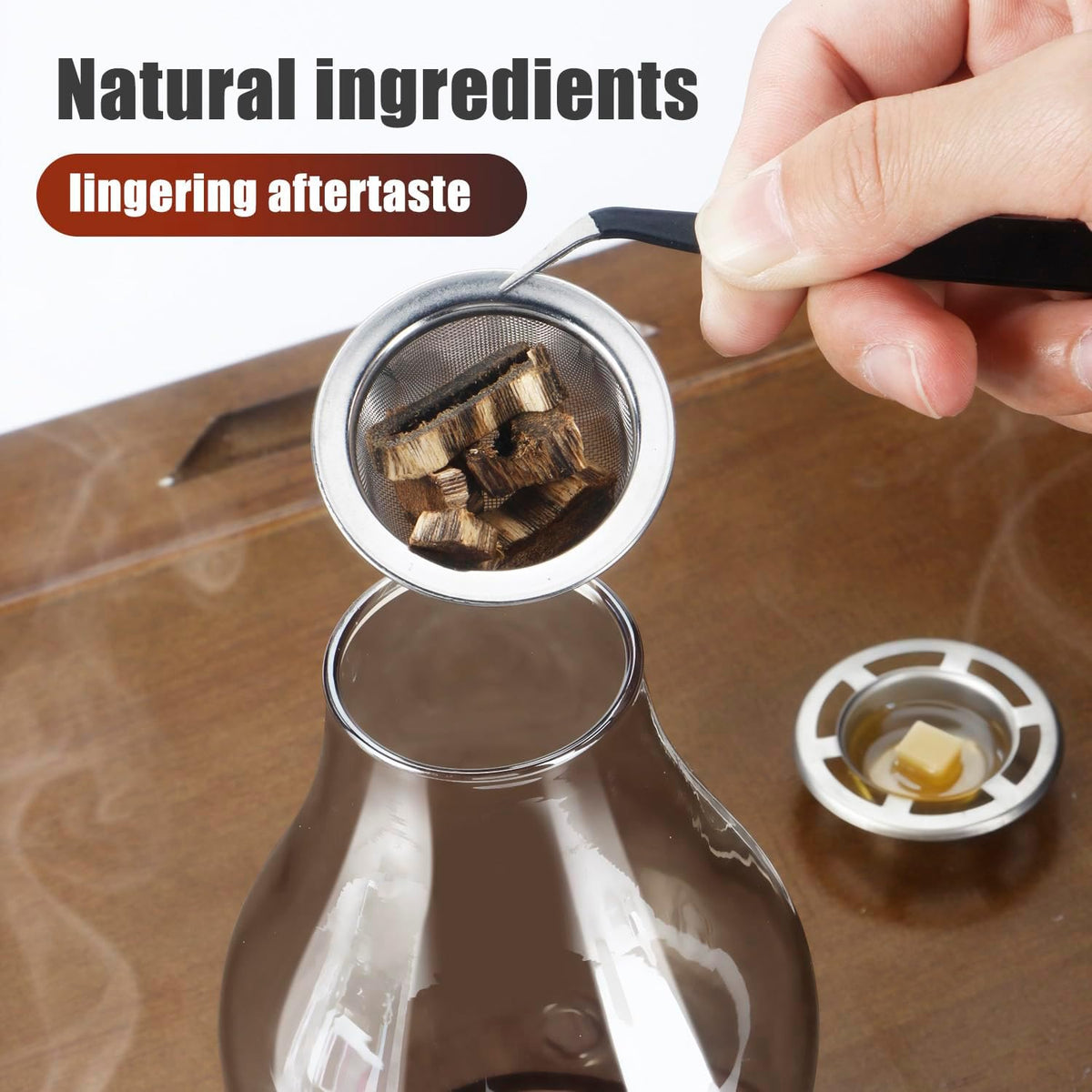 Glass Incense Holder for Sticks, Wooden Incense Stick Holder with Ash Catcher, Modern Insence-Stick Holder, Anti-Ash Flying Incent Holder for Yoga Spa Meditation Zen Home Decor (Transparent)