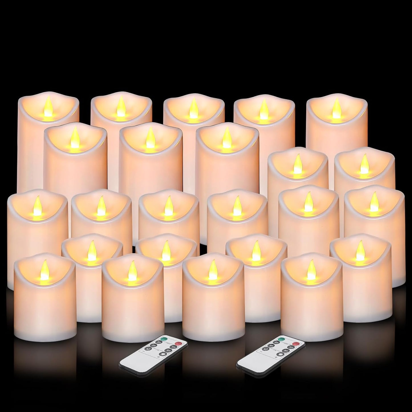 Flameless Candles 4" 5" 6" Outdoor Indoor Pillars Battery Operated Flickering Candles Include 10-Key Remote Timer 400+ Hours by 2 AA Batteries (Ivory Candle - Warm light, 3"D x 4"|5"|6" H - 3 Pack)