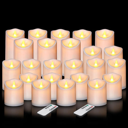 Flameless Candles 4" 5" 6" Outdoor Indoor Pillars Battery Operated Flickering Candles Include 10-Key Remote Timer 400+ Hours by 2 AA Batteries (Ivory Candle - Warm light, 3"D x 4"|5"|6" H - 3 Pack)