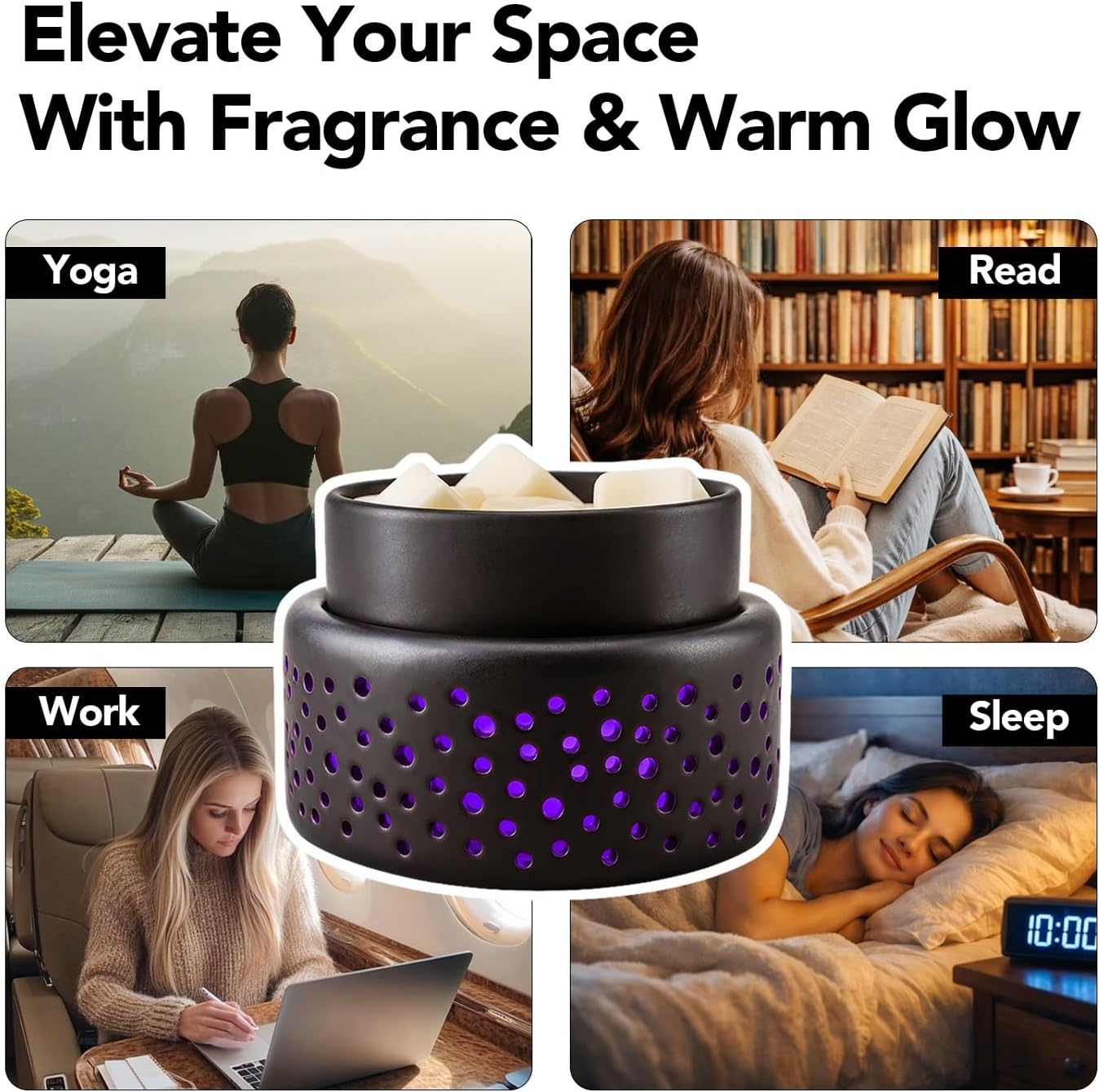 VICTORIA AROMA Ceramic Wax Melt Warmer - LED Night Light Candle Wax Warmer for Scented Wax, Electric Fragrance Wax Melter for Home, Office, Bedroom Decor, and Gifts