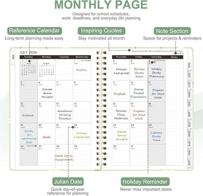 Planner 2026-2027, Weekly and Monthly Calendar Planner, JUL 2026 - JUN 2027 | Academic Year, Daily Agenda Book, A5(6.3'' x 8.5''), Sprial Bound, Inner Pocket, Office School Use