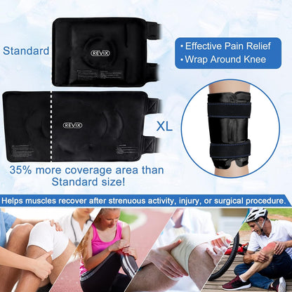 REVIX 19" Extra Large Knee Ice Pack Wrap Around Entire Knee, Reusable Gel Cold Pack for Discomfort and Post-Workout Fatigue, Cold Compress, Enhance Comfort and Recovery