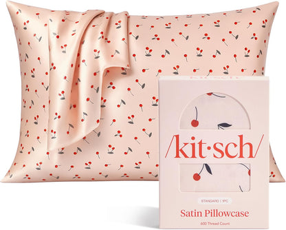Kitsch Satin Pillowcase with Zipper for Hair & Skin - Softer Than Silk Pillow Cases, Smooth Cooling Satin Pillow Case, Wrinkle-Free, Machine Washable - Pillow Cases Standard Size (19x26) - Blush