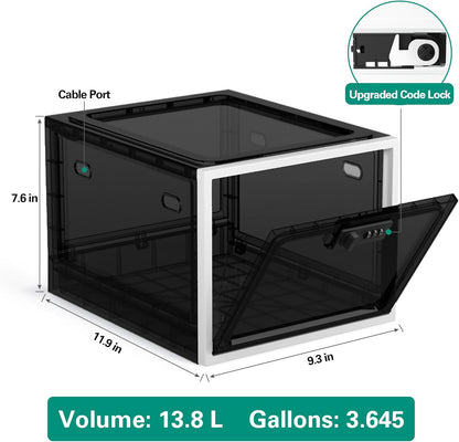 2 Pack Large Medication Lock Box, Lockable Medicine Storage Box for Medicine Safe/Phone/Refrigerator/Personal Items/Home/Office/Dorm, Black