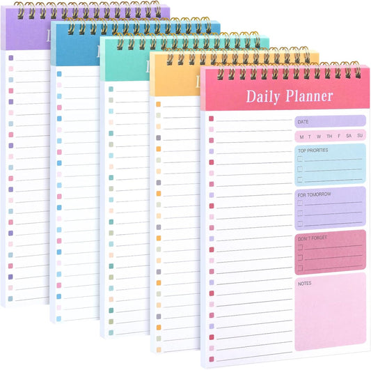 LABUK 10 Pack Daily To Do List Notepads 5" x 8" Daily Planner 30 Sheets Spiral to Do List Notebook for Classroom Office Plan Work Schedule Checklist