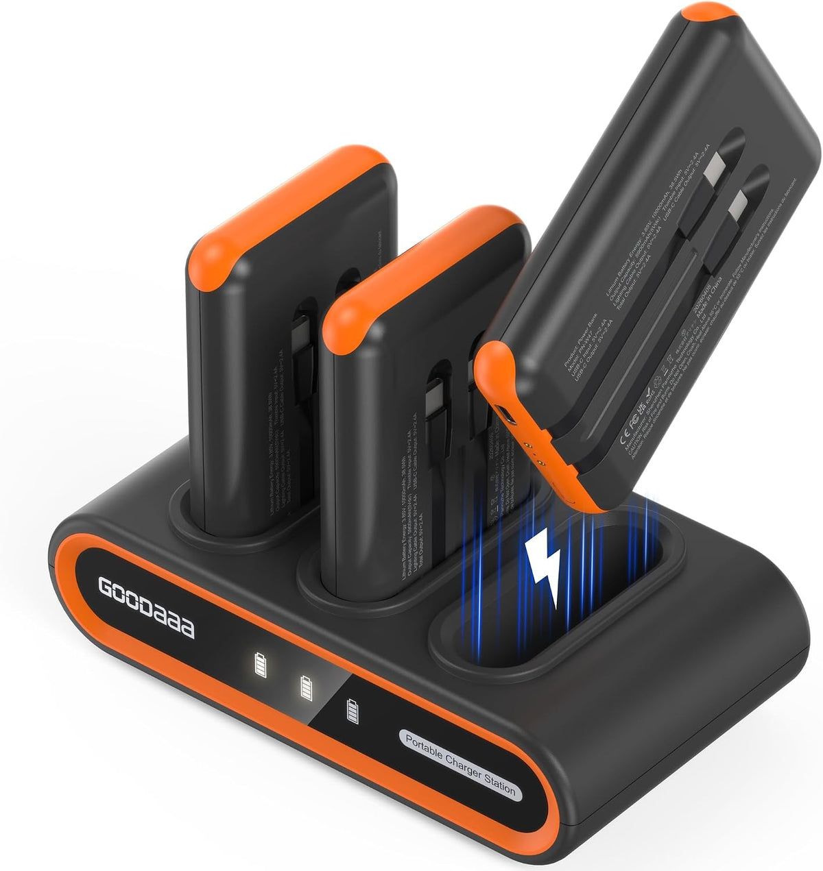 GOODaaa Portable Charger, 10000mAh Slim Power Bank Built in Cables