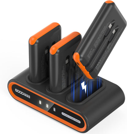 GOODaaa Portable Charger, 10000mAh Slim Power Bank Built in Cables