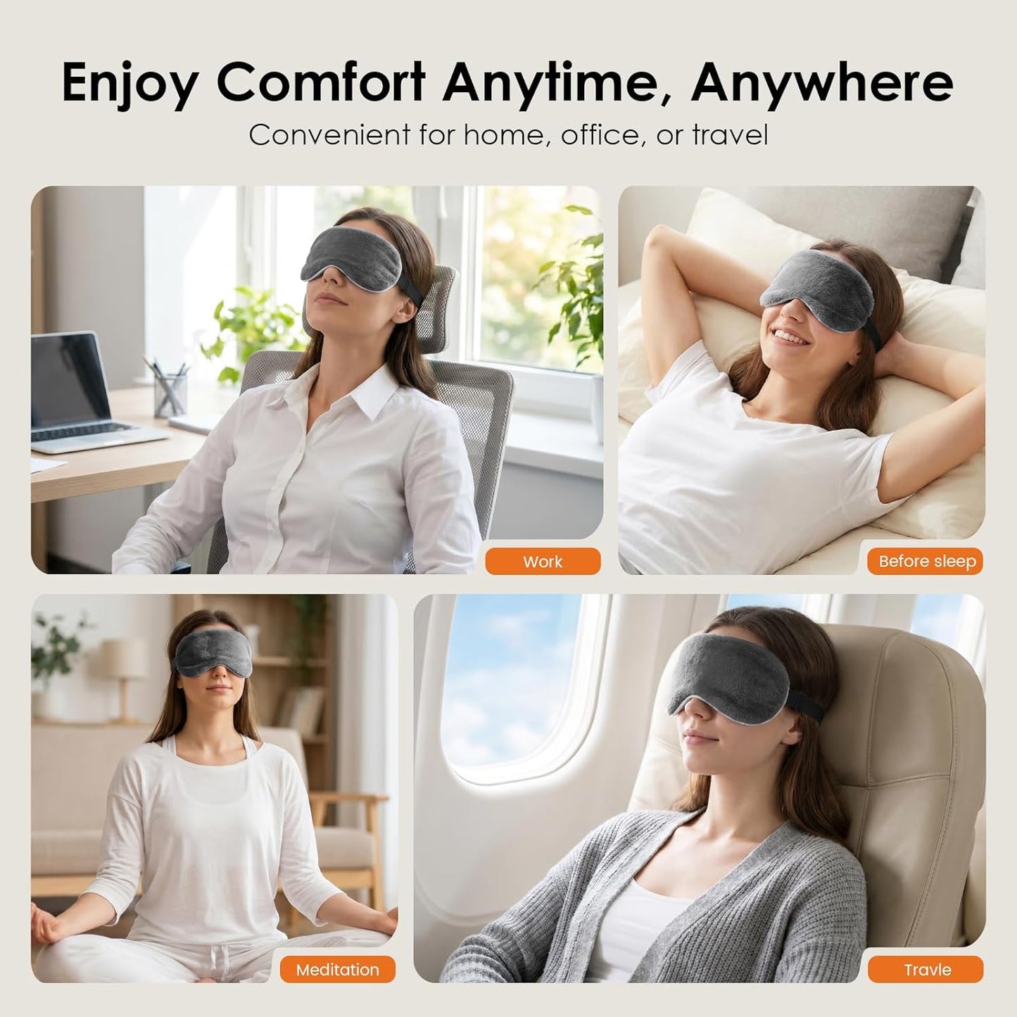 Heated Eye Mask for Dry Eyes, Steam Warm Compress for Stye Eye Treatment, Relieve, Hot Compress, Moist Heat Mask for Blepharitis (Steel Grey)