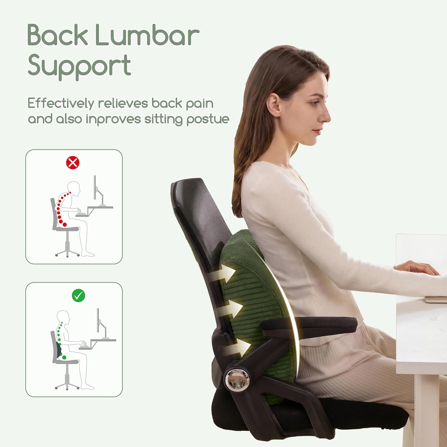 HIGOGOGO Lumbar Support Pillow for Recliner Chair/Accent Chair/Couch, Memory Foam Back Support Cushion for Elderly, Recliner Cushions for Back Rest, Pain Relief, Reading, Washable Cover, Dark Grey
