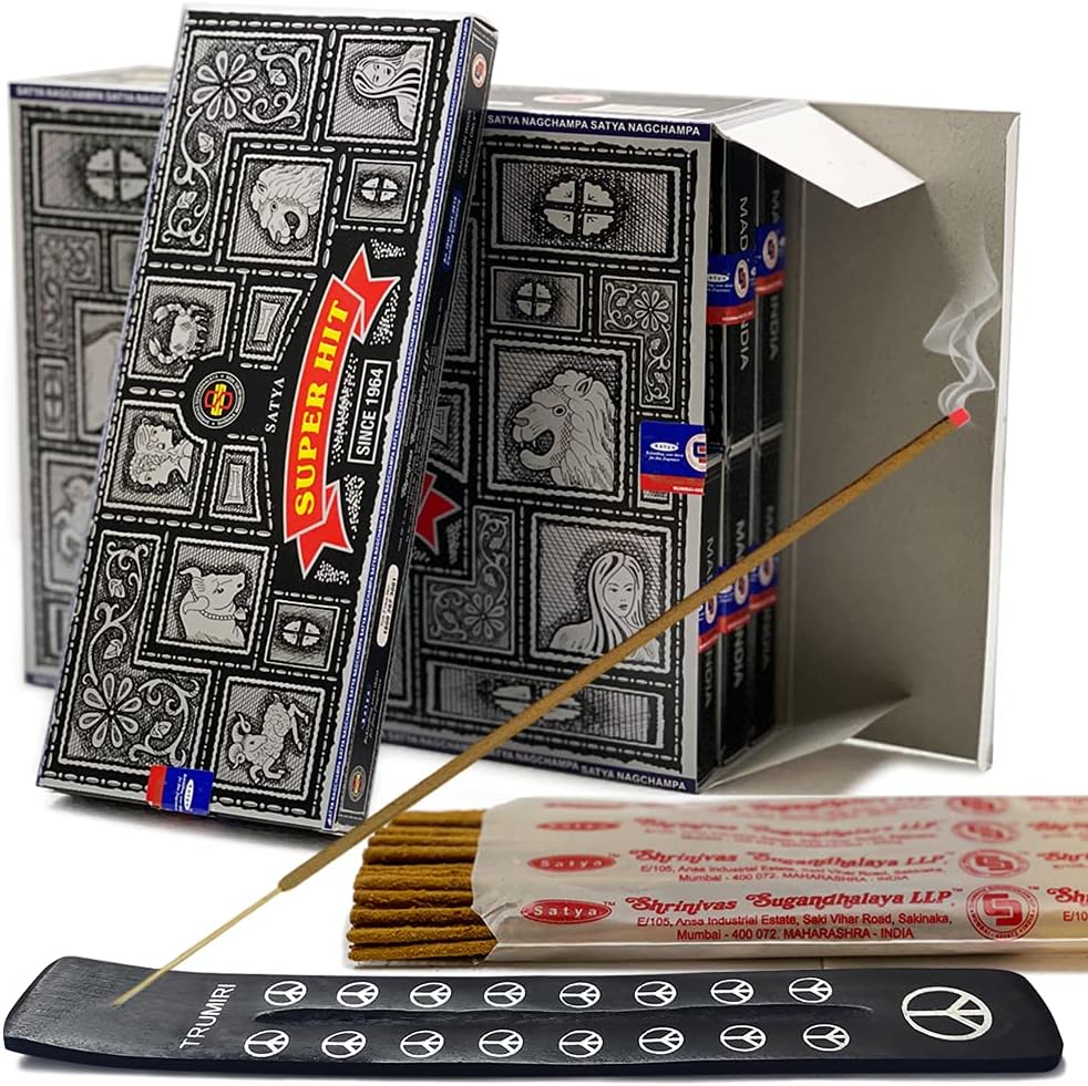 TRUMIRI Incense Stick Holder Bundle with Satya Sai Baba Nagchampa 250g Bulk Incense Sticks Nag Champa Agarbatti - Pack of 1 (Approx 250 Insence-Sticks)