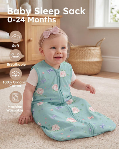 Yoofoss Baby Sleep Sack Baby Wearable Blanket 100% Cotton 2-Way Zipper Toddler Sleeping Sack