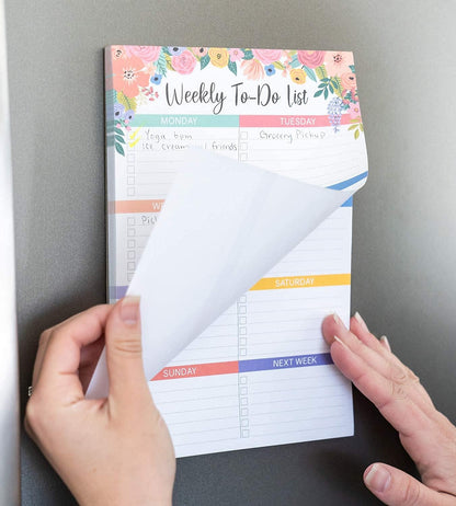 Sweetzer & Orange Floral Weekly To Do List Notepad. Magnetic Weekly Scheduler Task pad with Daily Planner Agenda Squares. 9x6” Day Scheduler 2026 - Student Journal, Work Notebook, and Checklist Notepad