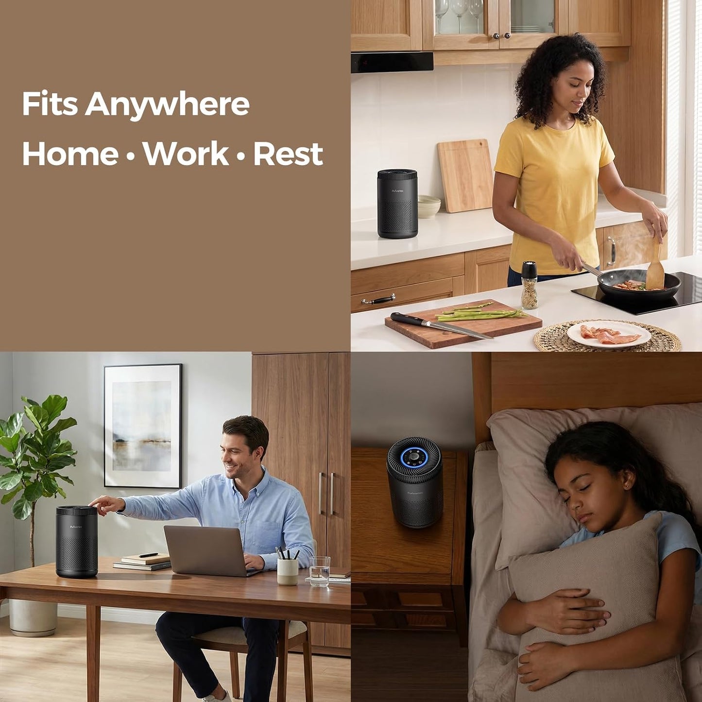 Purivortex Air Purifier for Bedroom, HEPA Air Purifier for Smoke, Dust, Pollen, Pet Dander, Odor & Hair, Quiet Portable Air Cleaner with Sleep Mode, Covers Up to 540 Sq Ft, AC300 Pro White