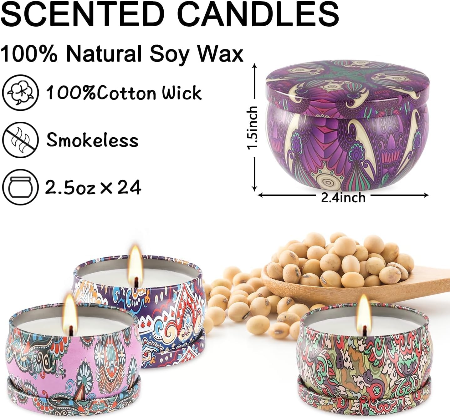 36 Pack Scented Candles Set for Home, Relaxing Stress Relief, Aromatherapy - Natural Soy Wax and Fragrance - Gifts for Women, Mom, Best Friend, Wife, Birthday