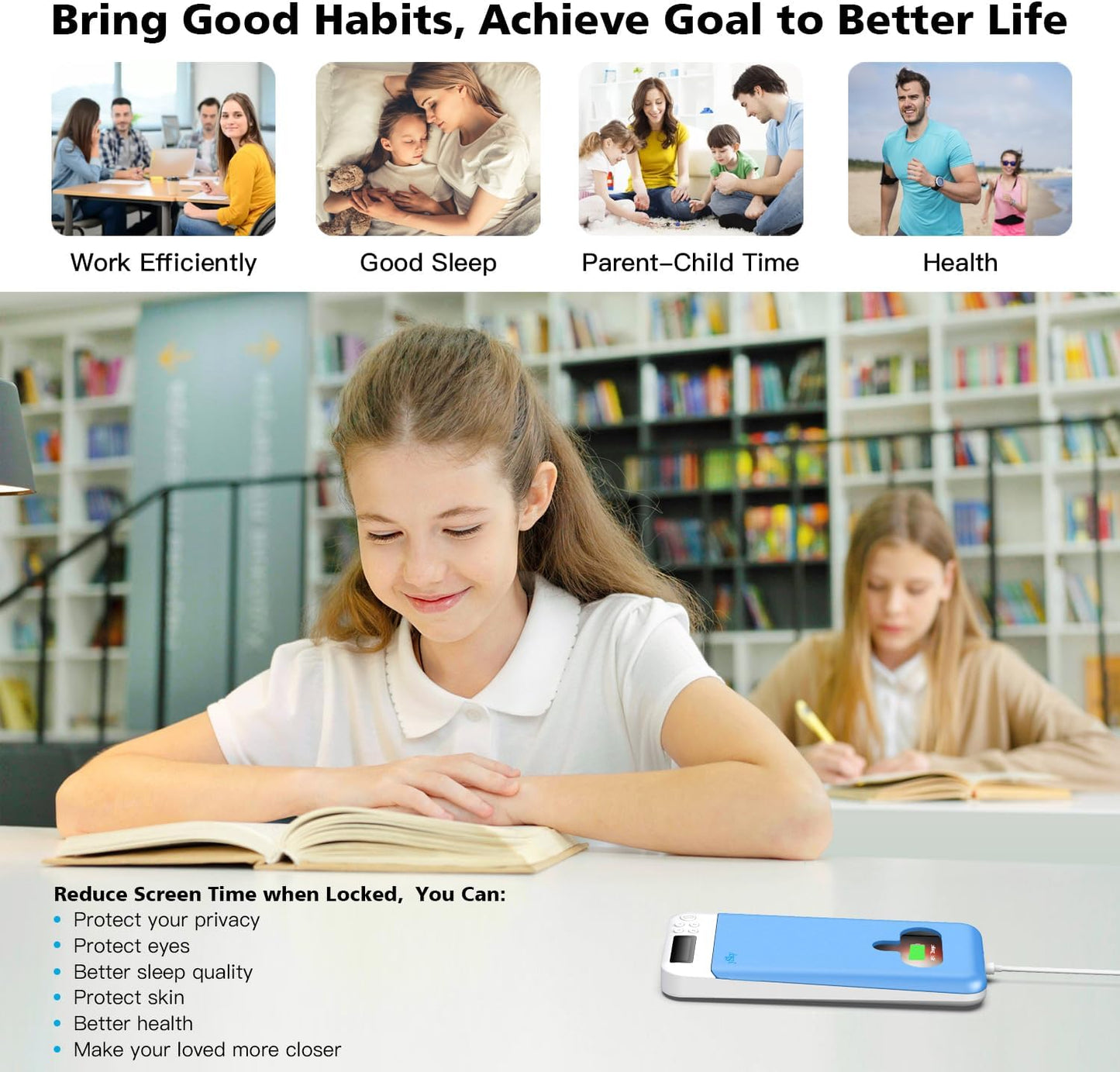 ySky Timed Lock Box, Portable Phone Locker with Self-Control Timer for iPhone, Android, Helping Kids, Students, Adults Focus Back, Mobile Phone Addiction Control (Green)