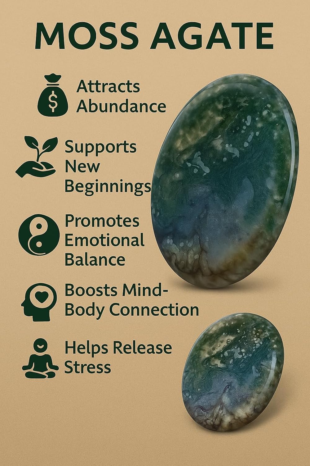 Natural Polished Thumb Palm Crystal for Meditation, Labradorite Worry Stone for Stress Relief, Anxiety Support & Pocket Reiki Healing