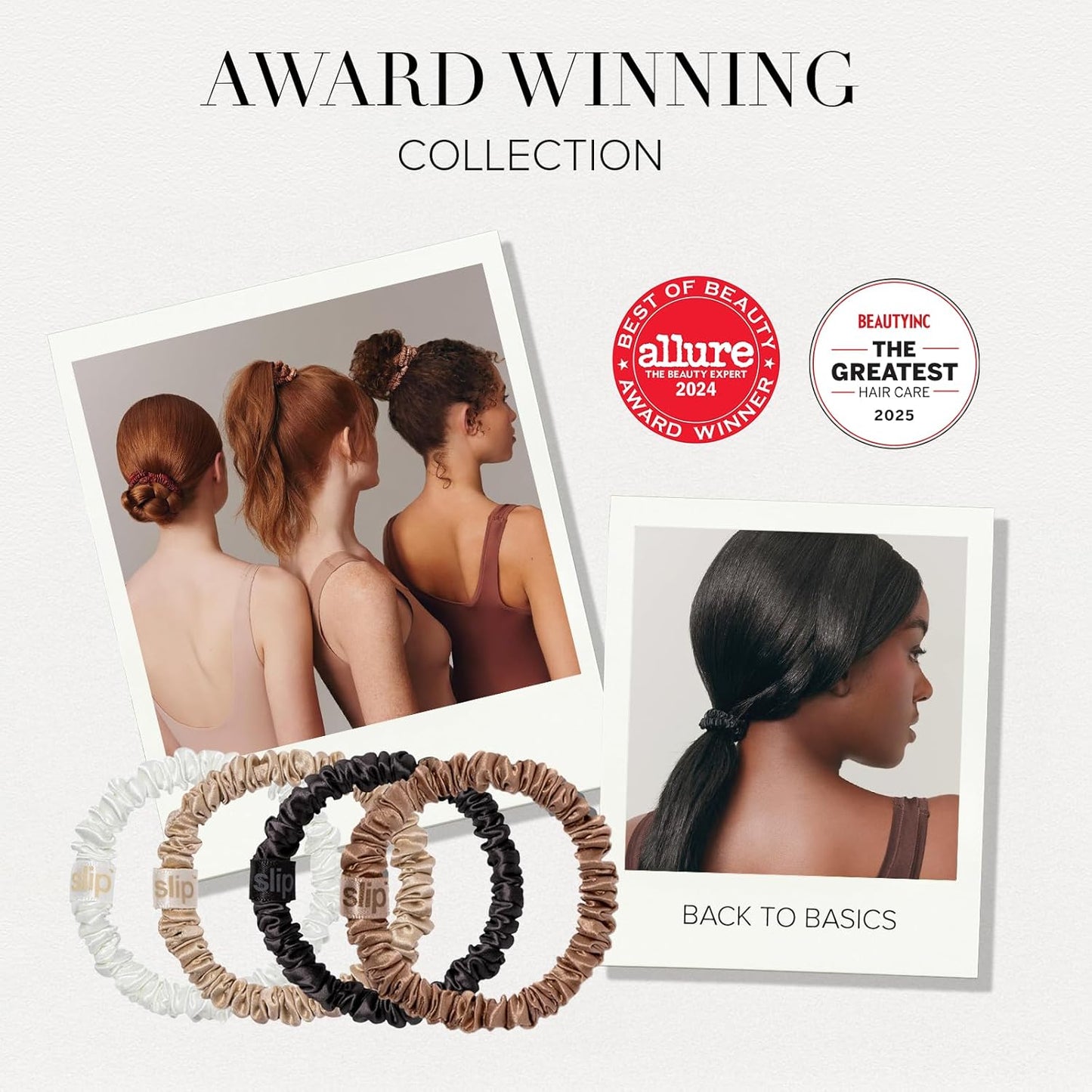 SLIP Amazon Exclusive Skinny Scrunchies: Anti-Crease, Anti-Breakage Slipsilk™ Design Protects Delicate Hair | Includes 3 Pure Silk Scrunchies, Basics