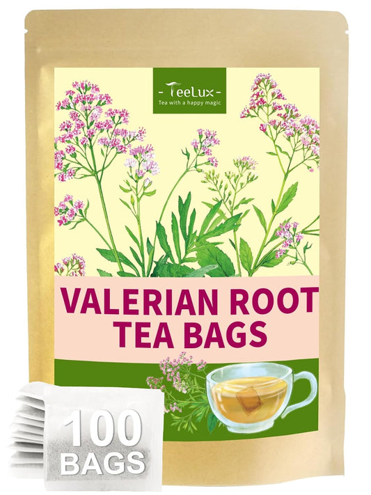 TeeLux Valerian Root Tea Bags, Smooth & Mild Taste, Caffeine Free, 100 ct