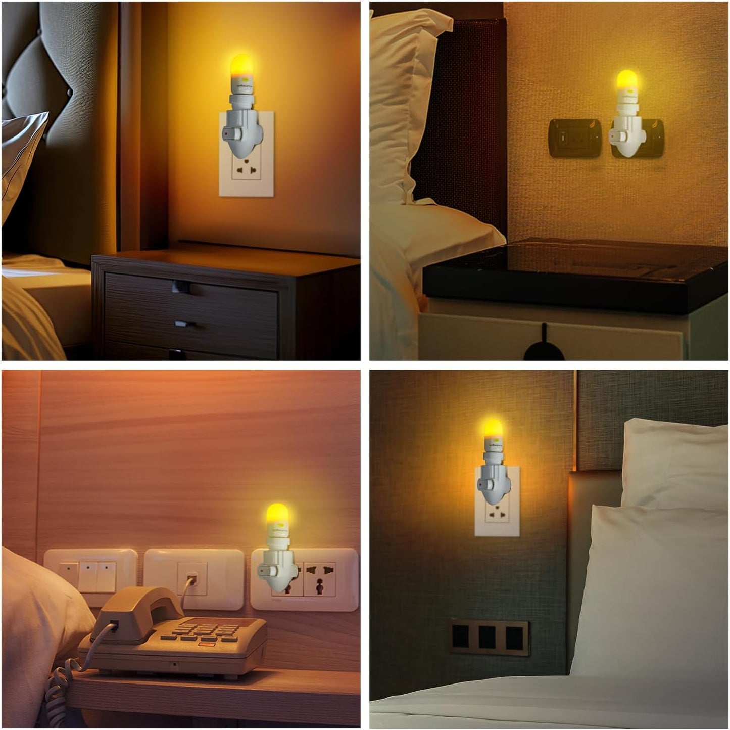 LowBlueLights Amber Night Light Plug in, 120V E12 Blue Light Free Bulb | 120V plug-in amber night light, blue light free, dim 0.5W E12 bulb for bedroom, nursery, bathroom, hallway