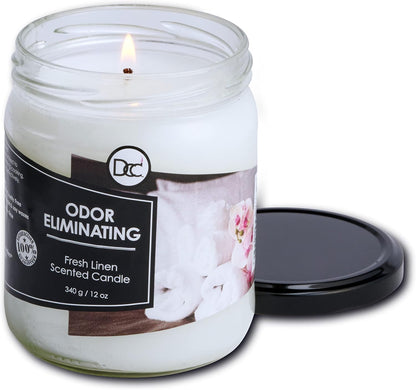 Vanilla Bean Odor Eliminating Highly Fragranced Candle - Eliminates 95% of Pet, Smoke, Food, and Other Smells Quickly - Up to 80 Hour Burn time - 12 Ounce Premium Soy Blend - Colors A