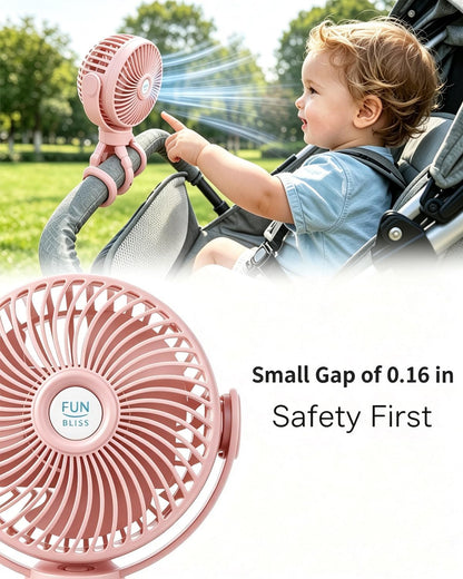 funbliss Portable Stroller Fan,4000mAh Rechargeable