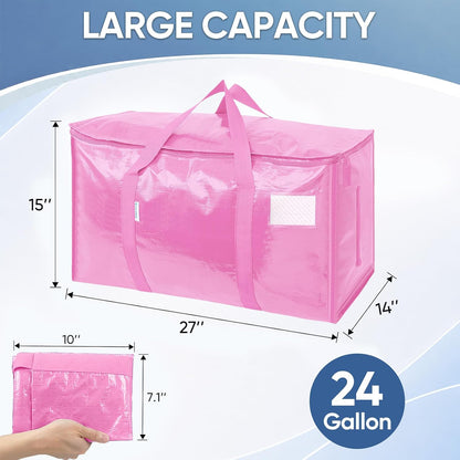 TICONN Extra Large Moving Bags Heavy Duty with Zippers & Carrying Handles, Durable Storage Bags Moving Boxes for Closet Organizers and Storage (Blue)