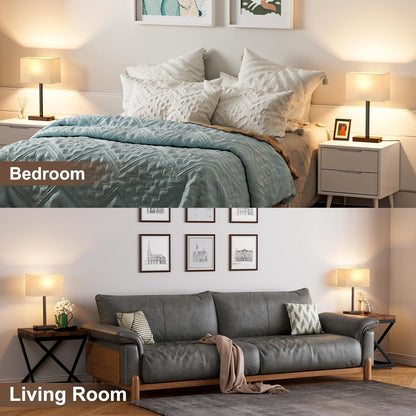 Hong-in Touch Lamps for Bedroom - 3-Way Dimmable Bedside Lamps Set of 2 with USB C+A, Grey Modern Table Lamp for Night Stands, Desk Lamp for Living Room Nightstand End Tables Bed Side