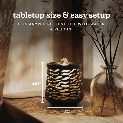 Homedics Indoor Relaxation Fountain with Light & Natural Sound, Tabletop Water Fountain for Home or Office, Small Indoor Water Fountain with Quiet Pump, Soothing Zen Desktop Decor (Black)