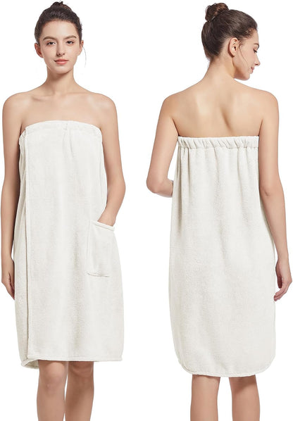 Women'S Soft Wrap Towel Full Length，Bath Robe After Shower Female Plush Long，Spa Bathrobes Lightweight With Pockets