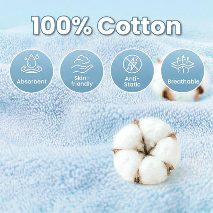 Mandydov 100% Cotton Hair Towel Wrap for Women, 2 Pack Thickened & Super Absorbent Turbans, Anti Frizz Quick Dry Hair Towels (Blue, Pink Blush)