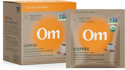 OM MUSHROOM SUPERFOOD Matcha Latte Blend – Green Tea Mushroom Powder with Lion’s Mane, Reishi, Chaga & Turkey Tail – Focus, Calm & Stress Support – 8.47 oz Canister (30 Servings)