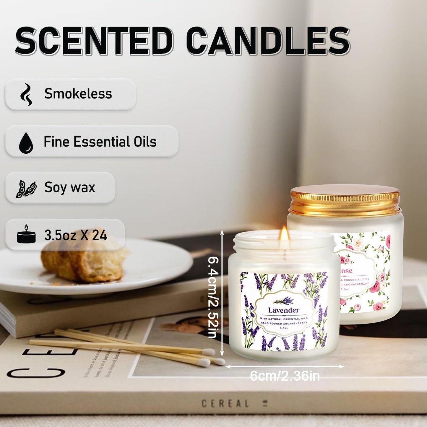 36 Pack Scented Candles Set for Home, Relaxing Stress Relief, Aromatherapy - Natural Soy Wax and Fragrance - Gifts for Women, Mom, Best Friend, Wife, Birthday
