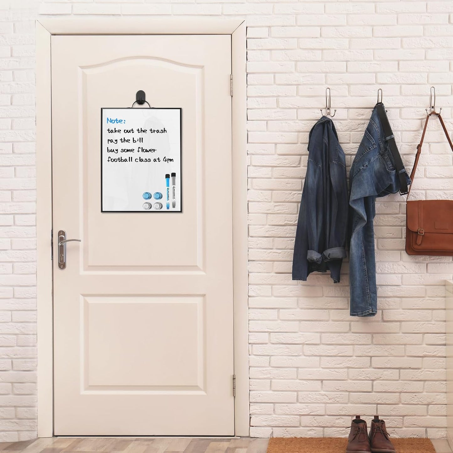 Weekly Planner Whiteboard 16"x12" with Handle | Magnetic Dry Erase Weekly Calendar with Aluminum Frame, Portable Hanging Board for Wall, Door, Desktop, 2 Markers & Magnets