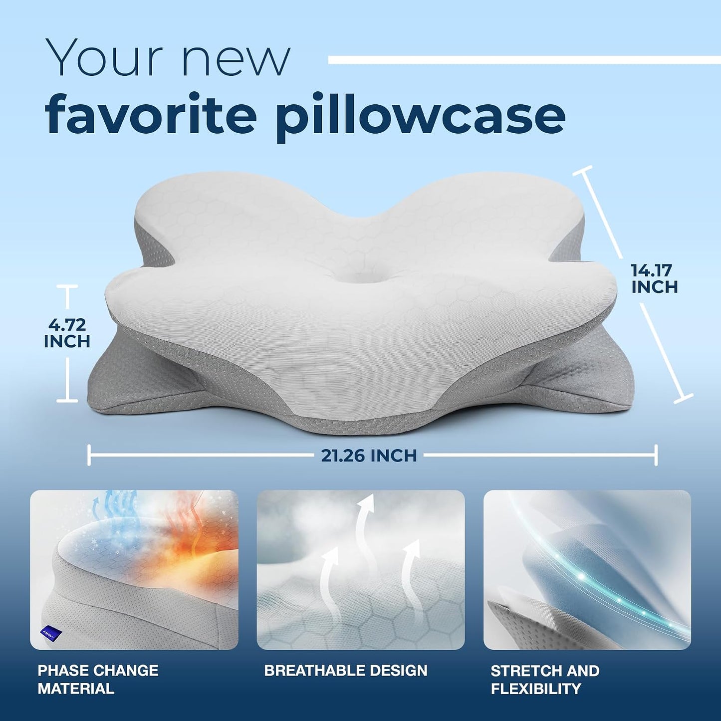 Derila Ergo Cervical Neck Pillow for Sleeping Pillow Contour Memory Foam Pillows for Back, Side Sleeper Pillows 21.25 x 14.17 x 4.72 inches