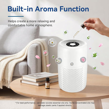 2 Pack YARIKI Air Purifiers for Bedroom with H13 True HEPA Filter,360° Air Intake,Essential Oil Diffuser,Night Light, 24dB Quiet Compact Air Purifier,P60