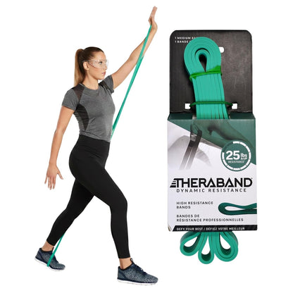 THERABAND High Resistance Band Set of 2, Light and Medium Loop, 15-25 lb