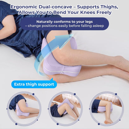 13" Extended-Length Knee Pillow for Side Sleepers with Full Thigh Support | Memory Foam Leg Pillow for Side Sleeping with Airflow Vent Reduces Heat – No Stiffening, Relieves Back/Hip/Knee Pain