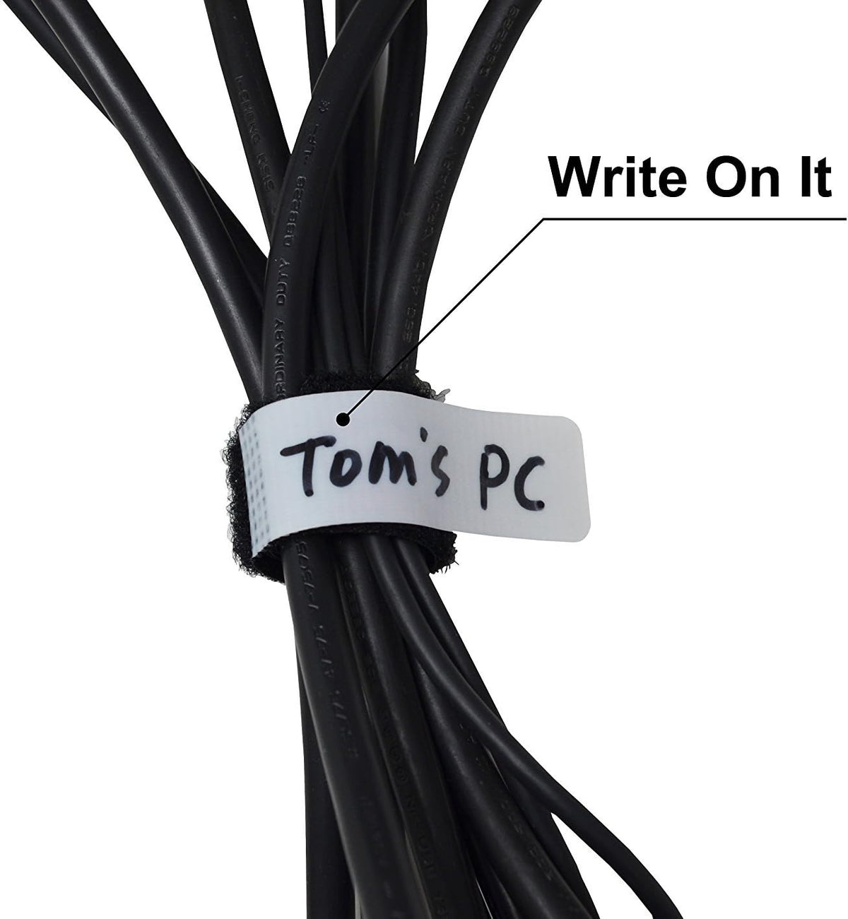 Mr-Label Unique Writable Cable Ties - Reusable Fastening Cable Straps - Identify Quickly Cable Labels - for Cord Management (Fastener)