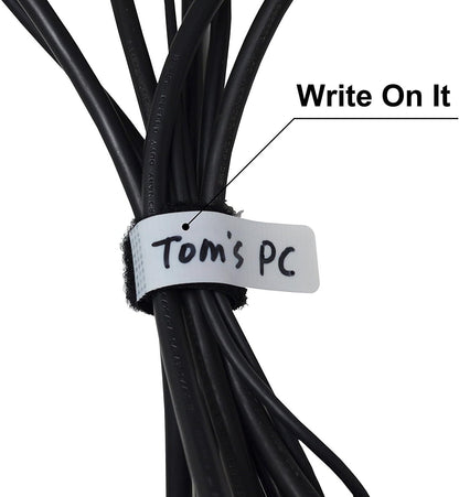 Mr-Label Unique Writable Cable Ties - Reusable Fastening Cable Straps - Identify Quickly Cable Labels - for Cord Management (Fastener)